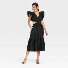 Photo 1 of Women's Flutter Sleeveless Cut Out Dress - A New Day Black L