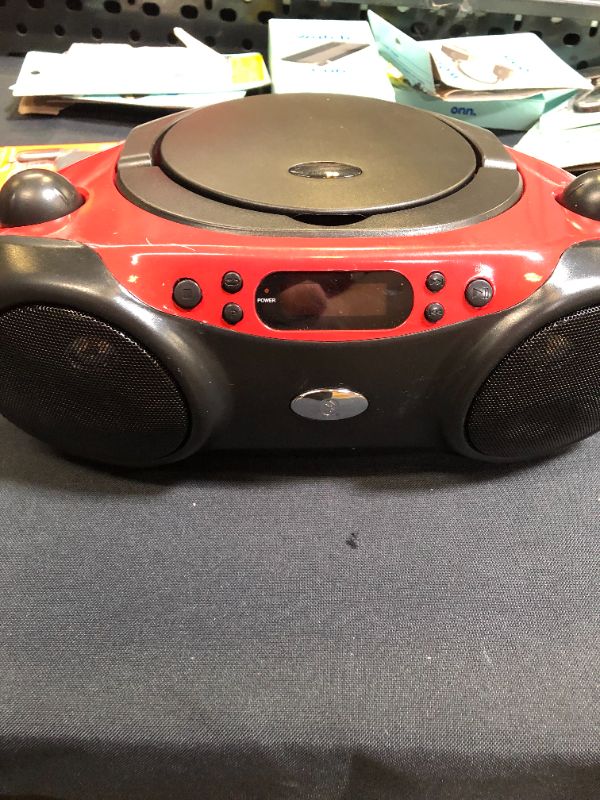 Photo 1 of  Bluetooth CD Boombox with FM Radio and Line-in, Black/Red, AAABLK1

