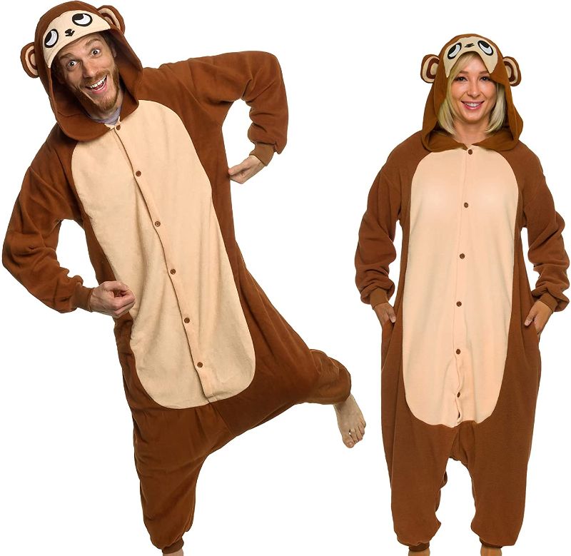 Photo 1 of Monkey Gorilla Animal Costume Unisex Adult Pajamas - Plush One Piece Cosplay - Silver Lilly SIZES XL XL M
