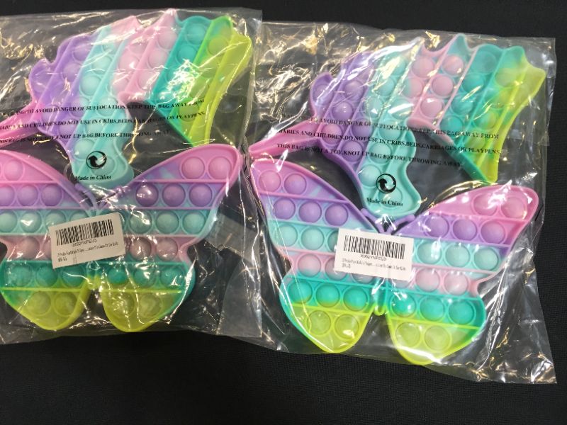 Photo 1 of 2 Packs Bubble Sensory Toys, Set Silicone Toys, Satisfying Autism Special Needs Anxiety Stress Reliever, Cheap Rainbow Unicorn Butterfly Game It for Kids 2 PACK 
