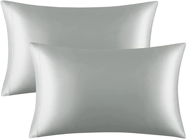 Photo 1 of EXQ Home Satin Pillowcase for Hair and Skin,Grey Pillow Cases King Size Pillow Case Set of 2 Satin Pillow Covers with Envelope Closure Silver Grey (20x40 inches)
