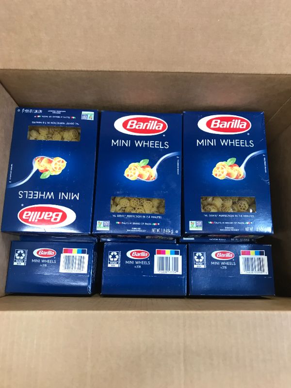 Photo 2 of Barilla Mini Wheels Pasta, 16 oz. Box (Pack of 12) - Non-GMO Pasta Made with Durum Wheat Semolina - Italy's #1 Pasta Brand - Kosher Certified Pasta
best by mar 6 2023