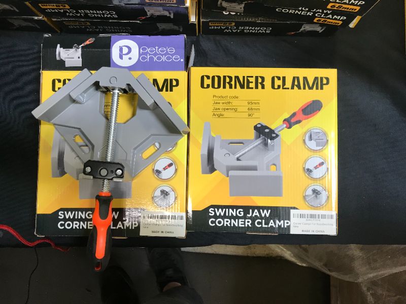 Photo 2 of 2 Pack Right Angle Clamp - 90 Degree Clamps for Woodworking, Single Handle Aluminum Alloy Corner Clamp with Adjustable Swing Jaw for Welding, Wood-Working, Drilling, Crafting Project
