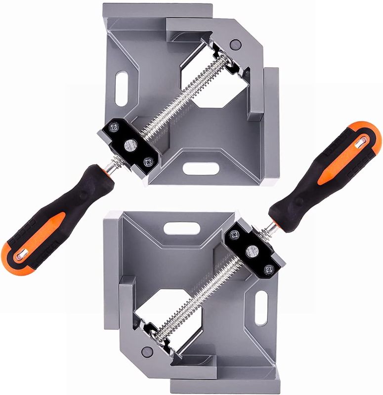 Photo 1 of 2 Pack Right Angle Clamp - 90 Degree Clamps for Woodworking, Single Handle Aluminum Alloy Corner Clamp with Adjustable Swing Jaw for Welding, Wood-Working, Drilling, Crafting Project
