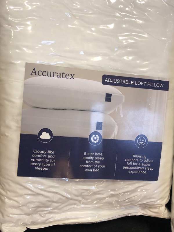 Photo 3 of Accuratex adjustable loft pillow 2 pk [ 1 pillow is used needs to be washed and lint rolled / 1 pillow is brand new factory sealed ] 