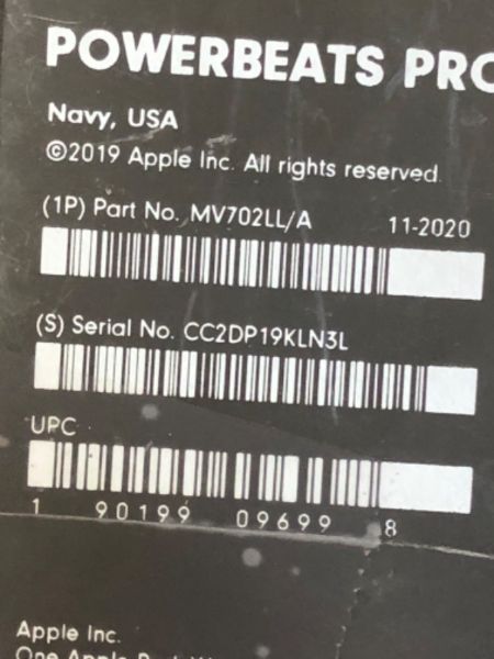 Photo 12 of Powerbeats Pro Wireless Earphones - Apple H1 Headphone Chip, Class 1 Bluetooth, 9 Hours of Listening Time, Sweat Resistant Earbuds, Built-in Microphone - Navy [ has bite marks on 1 ear bud / both earbuds are dirty and need to be cleaned ] power works and 