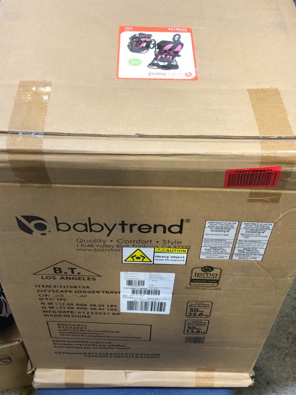 Photo 3 of Baby Trend® Cityscape Jogger Travel System, Rose [ FACTORY SEALED BRAND NEW / BOX HAS MINOR DAMAGE PRODUCT INSIDE IS NOT DAMAGED ] 

