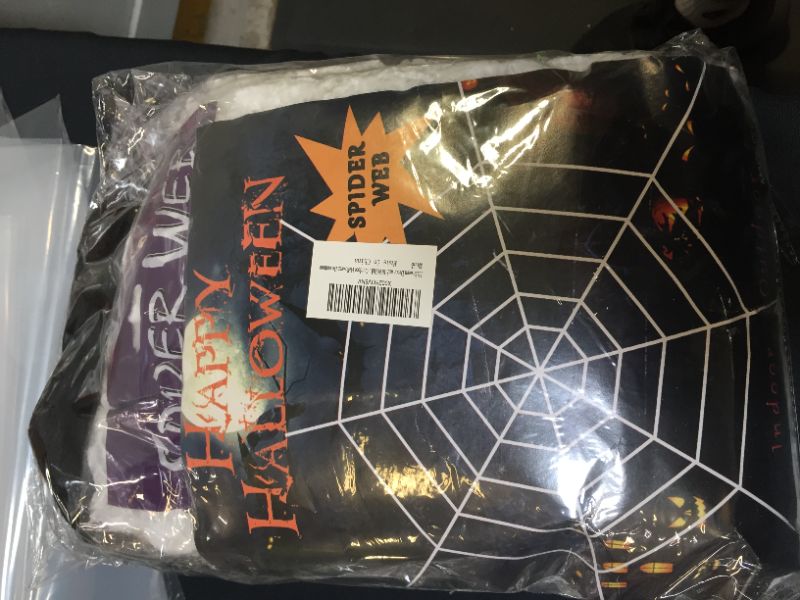 Photo 2 of 4 Pack Halloween Scary Spider Decorations Outdoor, 59''+35'' Large Scary Spider and 275'' Triangular + 157'' Round Big Spider Web with Stretch Web Ground Stakes for Indoor Halloween
