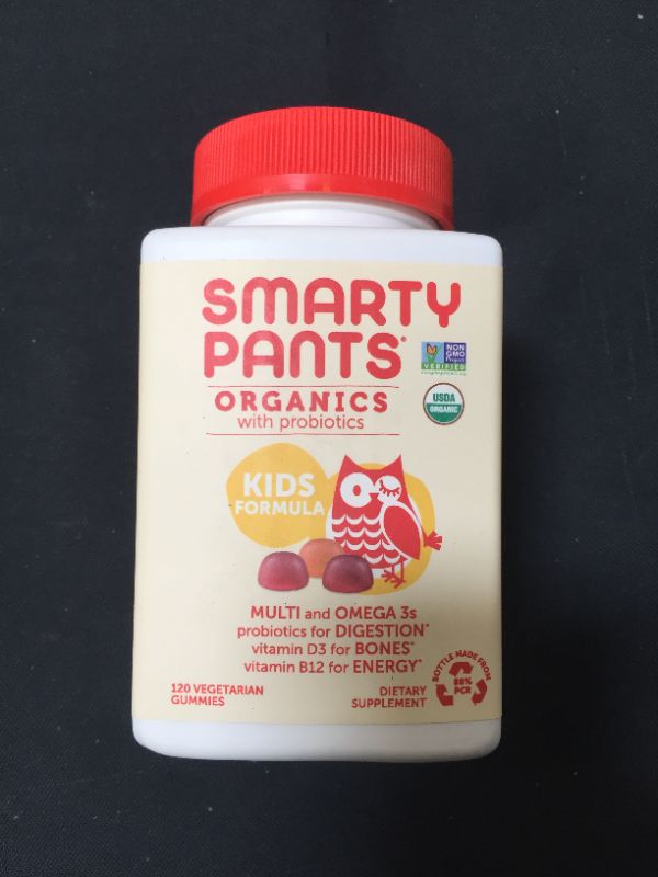 Photo 1 of SmartyPants Organic Kids Multivitamin, Daily Gummy Vitamins: Probiotics, Vitamin C, D3, Zinc, & B12 for Immune Support, Energy & Digestive Health, Assorted Fruit Flavor, 120 Gummies, 30 Day Supply