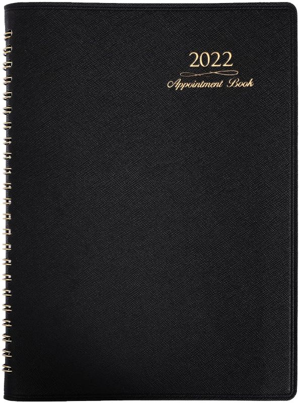 Photo 1 of Appointment Book/Planner - Weekly Appointment Book/Planner, Jan 2022 - Dec 2022, Daily/Hourly Planner with Tabs, 30 Minutes, 6.35"x 8.4", Wirebound - Black--- 4 PACK 
