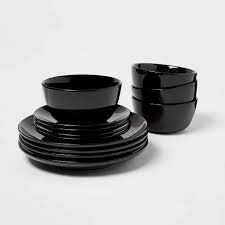 Photo 1 of 12pc Stoneware Avesta Dinnerware Set Black - Project 62
