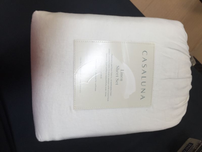 Photo 1 of King 100% Washed Linen Solid Sheet Set White - Casaluna
