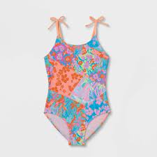 Photo 1 of Girls' Floral Print One Piece Swimsuit - Cat & Jack XL, Blue
