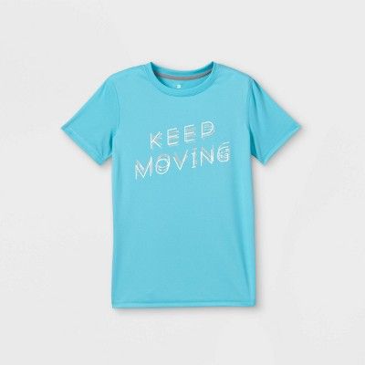 Photo 1 of Boys' Short Sleeve 'Keep Moving' Graphic T-Shirt - All in Motion Aqua (Varying Sizes), Blue - 5 Pack