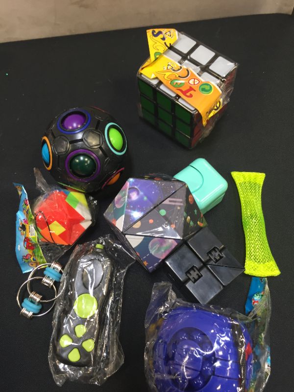 Photo 1 of Fidget Toy Set 10 Pack, Magic Cube Fidget Rings Infinity Cube Fidget Pad Flippy Chain, Handheld Toys for Sensory Kids & Adults

