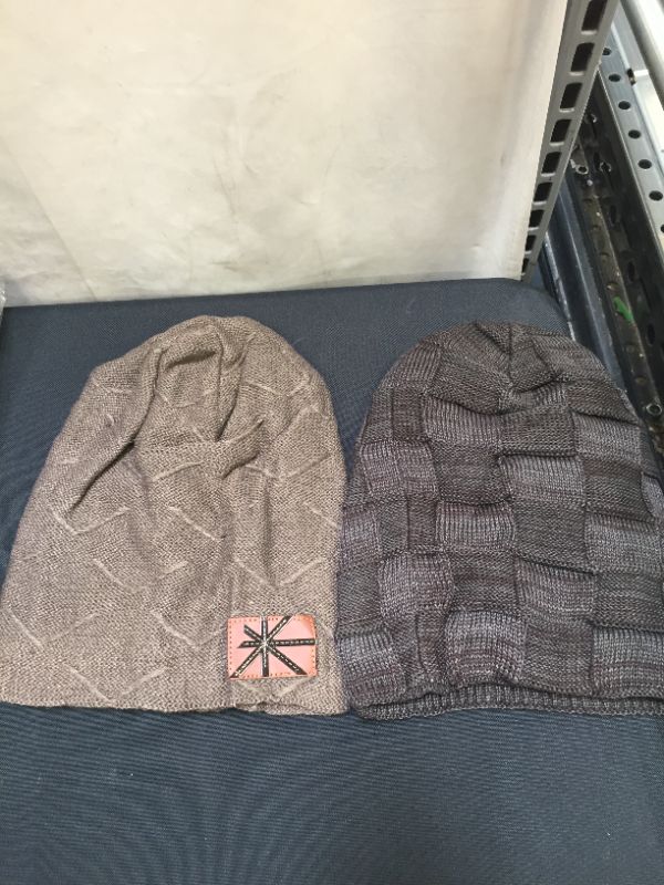 Photo 1 of Ousipps 2 Pack Winter Hats for Men Women, Baggy Mens Beanies for Winter Ski Snow Skull Hats Black Beanie for Men and Women
