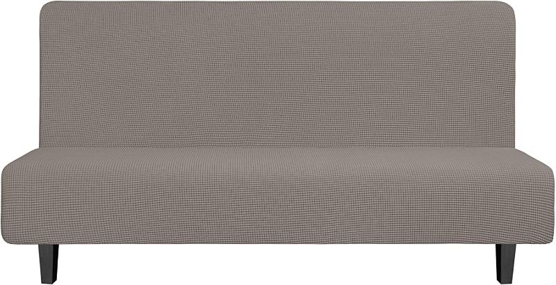 Photo 1 of Easy-Going Stretch Sofa Slipcover Armless Sofa Cover Furniture Protector Without Armrests Slipcover Soft with Elastic Bottom for Kids, Spandex Jacquard Fabric Small Checks(Futon,Taupe)
