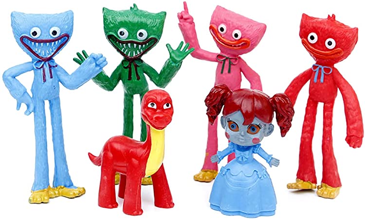 Photo 1 of 6 Pack Poppy Playtime Huggy Wuggy Cake Topper Figurines,Horror Game Character Action Figure Gifts
