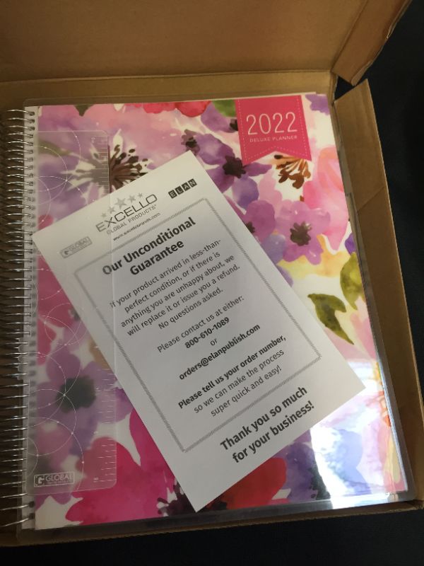 Photo 2 of Deluxe Planner: 14 Months (Nov 2021 Through Dec 2022) 8.5"x11" Includes Page Tabs, Bookmark, Planning Stickers, Pocket Folder Daily Weekly Monthly Planner Yearly Agenda (Spring Floral)
