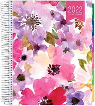 Photo 1 of Deluxe Planner: 14 Months (Nov 2021 Through Dec 2022) 8.5"x11" Includes Page Tabs, Bookmark, Planning Stickers, Pocket Folder Daily Weekly Monthly Planner Yearly Agenda (Spring Floral)
