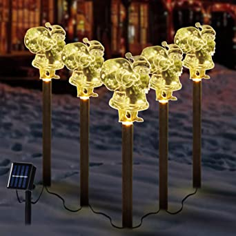 Photo 1 of BRIGHTDECK Christmas Pathway Lights Outdoor, Solar Powered Walkway Lights, Garden Pathway Marker Lights, Set-of-5 Stick Lights Christmas Garden Decor (Santa Claus)
