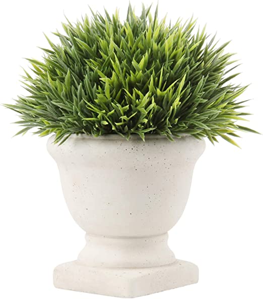 Photo 1 of Small Fake Plants Mini Artificial Plants Faux Plants in Pots for Home Living Room Table Bedroom Desk Bathroom Shelf Green Grass Topiary Shrubs - : The artificial plants in pots appr. 6.5" tall, plant pot is 3.5" in diameter and 4" in height
