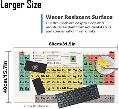 Photo 1 of Colorful Star Periodic Table of Elements Desk Pad for Keyboard & Mouse 31.5"x15.7" Non Slip Leather Science Chemistry Chart Desk Mat Students Teachers Writing Pad Table Accessory Desk Décor for Study
