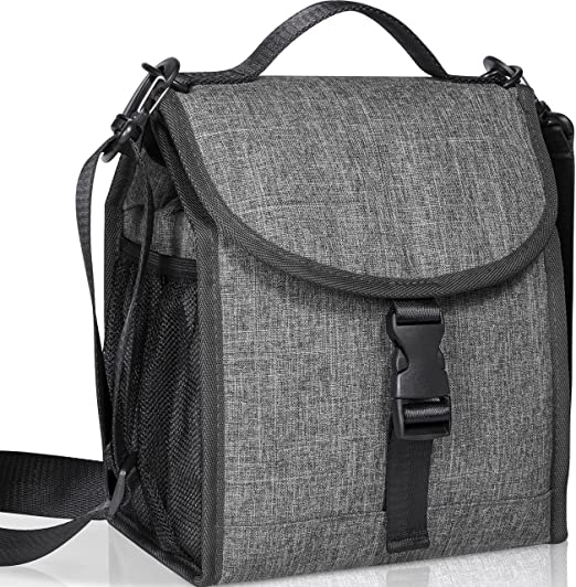 Photo 1 of BAWADE Lunch Bag Insulated Lunch Box, Reusable Lunch Tote Bag Portable Waterproof Cooler Bag for Lunch with Adjustable Shoulder Strap for Adult Men Women (Grey)
