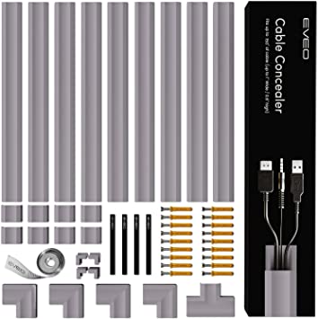 Photo 1 of 153” Cable Concealer - Cord Cover Wall - Paintable Cord Hider , Wire hiders for TV on Wall - Cable Management Cord Hider Wall Including Connectors & Adhesive Strips Cable Raceway- Lavender Grey ---- factory sealed 
