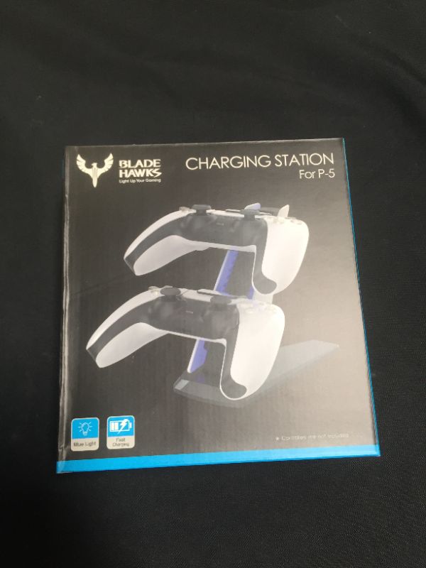 Photo 2 of Blade Hawks PS5 Controller Charger Station, Upgraded Dual USB Type C Fast Charging DualSence Controller Charger W LED Lighting (2022) **factory sealed**
