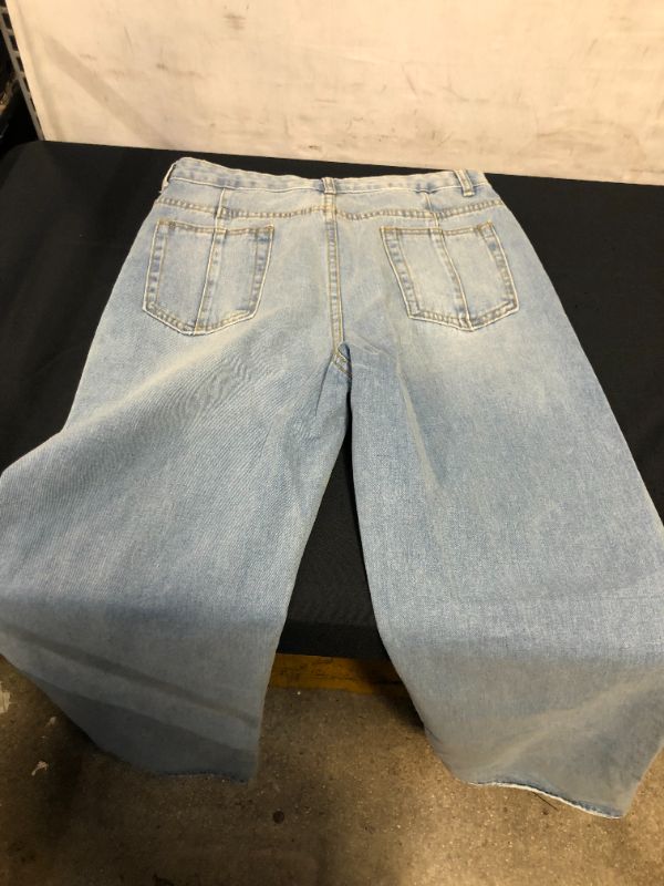 Photo 2 of womens wide leg pants size large -- light blue jeans 