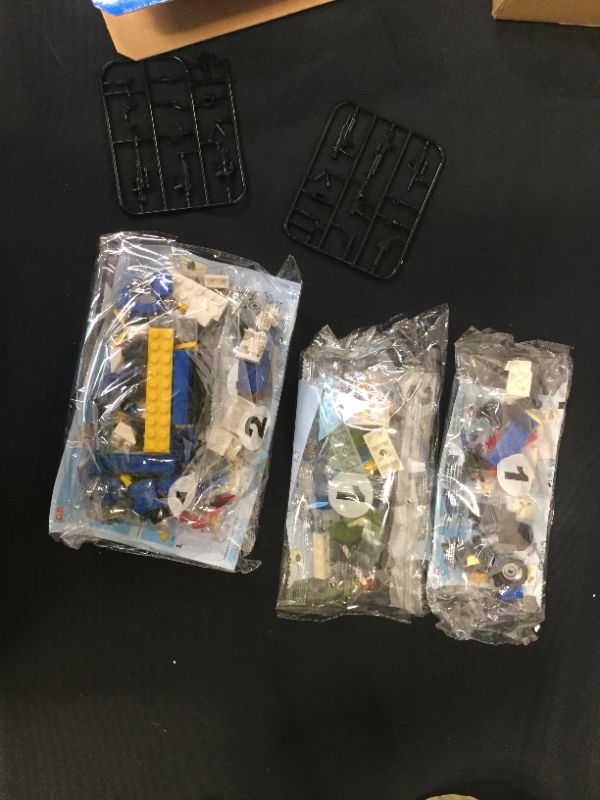 Photo 2 of Exercise N Play City Police Catch Thief Building Set, Prison Truck, Police Car, Motorcycle, Buggy, ATM, Safe, Cool City Police Toy for Kids 6-12, New 2021 (259 Pieces)