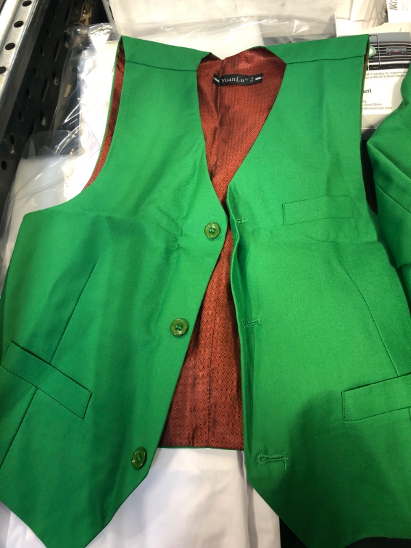 Photo 1 of 5 Piece Boy's Formal Suits Jacket+Vest+Pants+Shirt+Tie Kids Tuxedos Green Size 14
