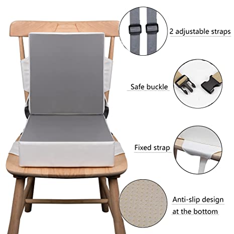 Photo 2 of Toddler Booster Seat for Dining Table, Baby Booster Seat for Dining Table Waterproof with 2 Adjustable Seat Belts Safety Buckle