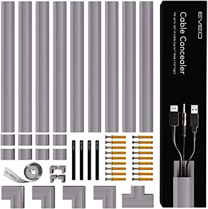 Photo 1 of 153” Cable Concealer - Cord Cover Wall - Paintable Cord Hider , Wire hiders for TV on Wall - Cable Management Cord Hider Wall Including Connectors & Adhesive Strips Cable Raceway- Lavender Grey
