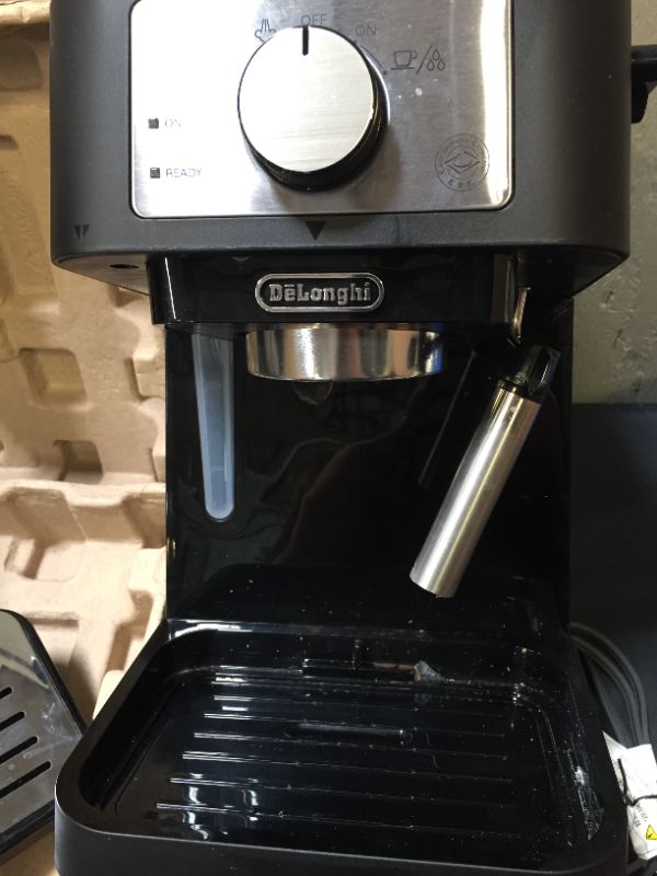 Photo 7 of De'Longhi Stilosa Manual Espresso Machine, Latte & Cappuccino Maker, 15 Bar Pump Pressure + Manual Milk Frother Steam Wand, Black / Stainless, EC260BK --- HEAVILY USED  --- MISSING CUPS 