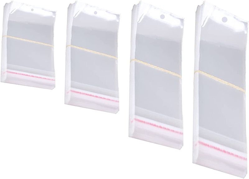 Photo 1 of 400Pcs Self-Sealing Bag with Hang Hole Resealable Storage Bag Clear Plastic Hanging Bag for Packaging Necklaces Earrings Jewelry, 3.5 x 4.7inch, 3.5 x 5.5inch, 3.5 x 7.8 inch, 3.5 x 11.8 inch