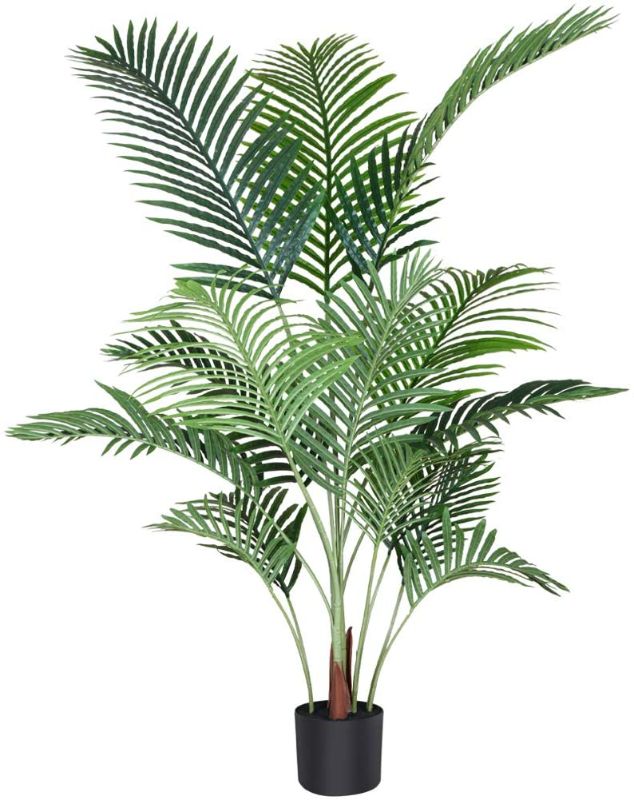 Photo 1 of Fopamtri Artificial Areca Palm Plant 4.6 Feet Fake Palm Tree with 15 Trunks Faux Tree for Indoor Outdoor Modern Decor 
