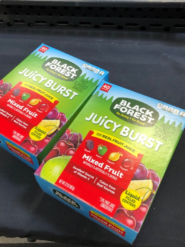 Photo 2 of Black Forest Fruit Snacks Juicy Bursts, Mixed Fruit, 0.8 Ounce (40 Count) 2 BOXES [80 COUNT TOTAL] BB 09 24 2021 EXPIRED !! 
