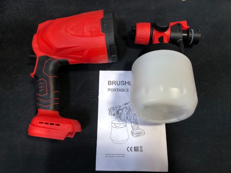 Photo 1 of 1000w 800ml portable cordless spray gun sprayer for makita red -- missing battery --- 