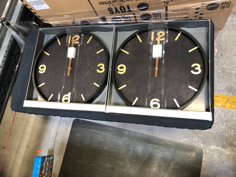Photo 2 of 20" Wood Wall Clock Brass - Threshold™ 2 pack