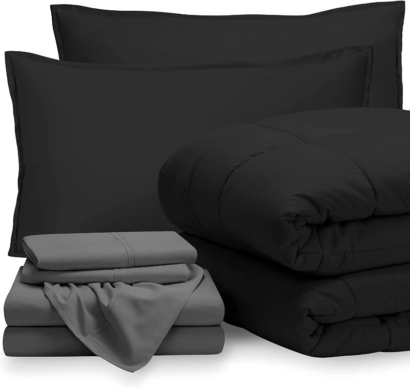 Photo 1 of Bare Home Bedding Set 7 Piece Comforter & Sheet Set - Queen - Goose Down Alternative - Ultra-Soft 1800 Premium - Bedding Set (Queen, Black/Grey)
4PC SET ONLY 