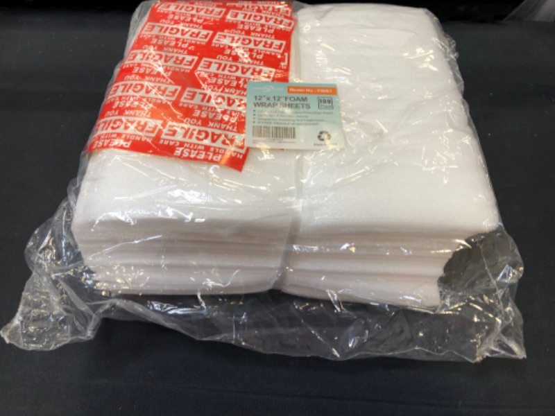 Photo 2 of 100-Pack 12" x 12" Foam Wrap Sheets Cushioning Foam, Moving and Packing Supplies, Fragile Stickers Included
