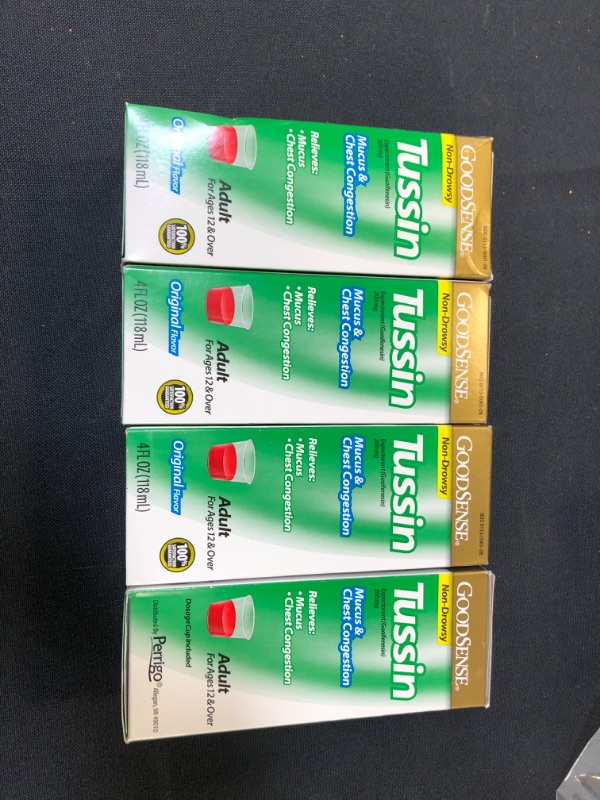 Photo 2 of GoodSense Tussin Mucus & Chest Congestion, Guaifenesin, USP 200 mg Expectorant, 4 Ounces -- 4 pack -- bb 07 2022 
