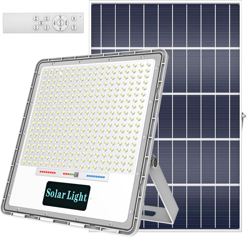 Photo 1 of 500W Solar Flood Lights Outdoor Motion Sensor, 25000 Lumens Solar Lights Outdoor Dusk to Dawn LED Street Flood Light IP66 Waterproof with Remote Control for Yard, Garden, Basketball Court, Pathway
