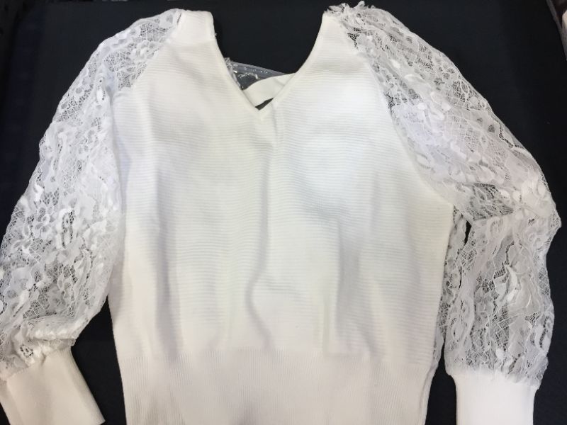 Photo 1 of EXLURA Womens Long Sleeve Knit Pullover Sweater V Neck Backless Lace Crochet Sweater Tops, Size Small
