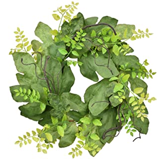 Photo 1 of ALLHANA Front Door Wreaths 22-24 Inch, Artificial Fig Leaves Spring Summer Green Wreath for Home Farmhouse Holiday Wedding Indoor Outside Wall Window Decor
