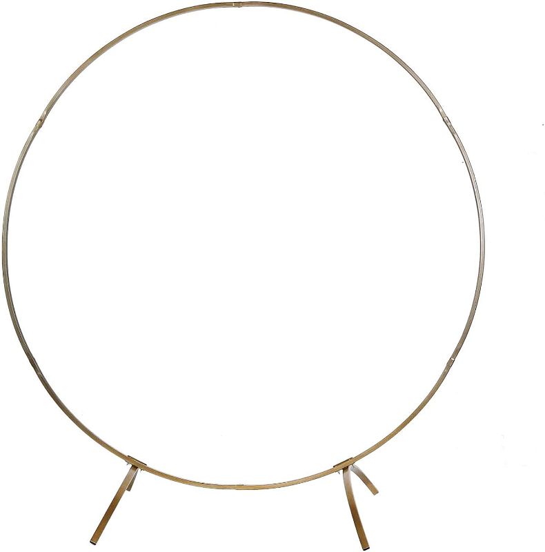 Photo 1 of 7.5 Ft Round Gold Metal Wedding Arch Photo Booth Backdrop Stand - 100 Lbs Capacity