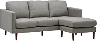Photo 1 of Amazon Brand – Rivet Revolve Modern Upholstered Sofa with Reversible Sectional Chaise, 80"W, Grey Weave