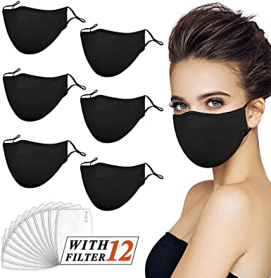 Photo 1 of 6 Pcs Cloth Face Masks Reusable Washable Face Protection Anti-Fog Dust Comfortable with Adjustable Ear Straps, Breathable Cotton Mouth Cover Protector Unisex Black
2 pack 